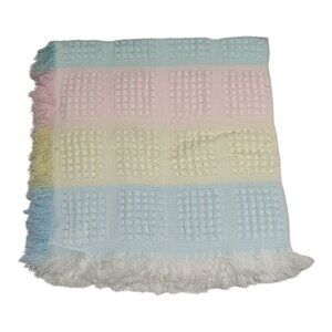 Vintage Gimbels Pastel Honeycomb Weave Baby Blanket